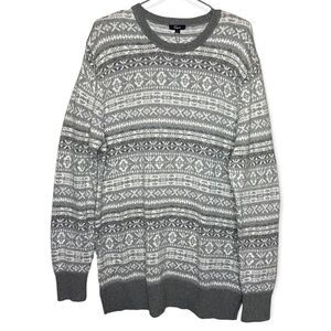 Rails NWT Grey/White Carlisle Silver Icicle Christmas Knit Sweater Size Large